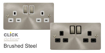 Click Define Brushed Steel Switches and Sockets
