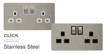 Click Define Stainless Steel Switches & Sockets