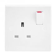 BG Electrical 921 Moulded White Square Edge 1 Gang 13A 1 Pole Switched Socket