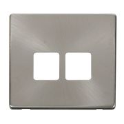 Click SCP121BS Brushed Steel Definity Screwless 2 Gang Telephone Socket Cover Plate