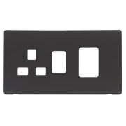 Click SCP204BK Matt Black Definity Screwless 45A Switch and Switched Socket Cover Plate