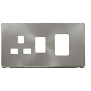 Click SCP204BS Brushed Steel Definity Screwless 45A Switch and Switched Socket Cover Plate