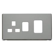 Click SCP204CH Polished Chrome Definity Screwless 45A Switch and Switched Socket Cover Plate