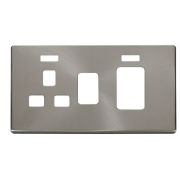 Click SCP205BS Brushed Steel Definity Screwless 45A Switch and Neon Switched Socket Cover Plate