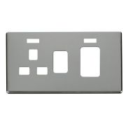 Click SCP205CH Polished Chrome Definity Screwless 45A Switch and Neon Switched Socket Cover Plate