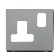 Click SCP234CH Polished Chrome Definity Screwless 1 Gang 15A Round Pin Switched Socket Cover Plate