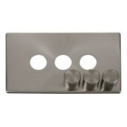 Click SCP243BS Brushed Steel Definity Screwless 3 Gang Dimmer Switch Cover Plate