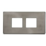 Click SCP404BS Brushed Steel Definity Screwless 2 Gang 2 Aperture Cover Plate