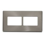 Click SCP406BS Brushed Steel Definity Screwless 2 Gang 3 Aperture Cover Plate