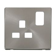 Click SCP435BS Brushed Steel Definity Screwless 1 Gang 13A Switched UK Socket Cover Plate