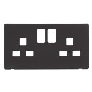 Click SCP436BK Matt Black Definity Screwless 2 Gang 13A Switched UK Socket Cover Plate