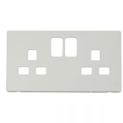 Click SCP436MW Matt White Definity Screwless 2 Gang 13A Switched UK Socket Cover Plate