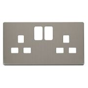 Click SCP436SS Stainless Steel Definity Screwless 2 Gang 13A Switched UK Socket Cover Plate