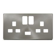Click SCP470BS Brushed Steel Definity Screwless 2 Gang 13A 1x USB-A Switched UK Socket Cover Plate