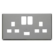 Click SCP470CH Polished Chrome Definity Screwless 2 Gang 13A 1x USB-A Switched UK Socket Cover Plate