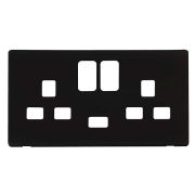Click SCP470MB Definity Metal Black Screwless 2 Gang 13A 1x USB-A Switched Socket Cover Plate