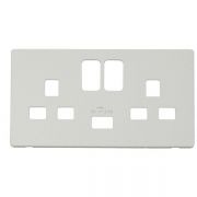 Click SCP470MW Matt White Definity Screwless 2 Gang 13A 1x USB-A Switched UK Socket Cover Plate