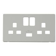 Click SCP470PW White Definity Screwless 2 Gang 13A 1x USB-A Switched UK Socket Cover Plate