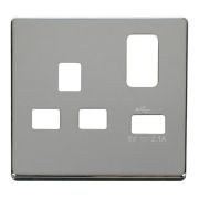 Click SCP471CH Polished Chrome Definity Screwless 1 Gang 13A 1x USB-A Switched UK Socket Cover Plate