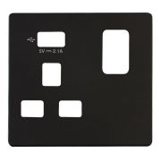 Click SCP471UMB Definity Metal Black Screwless 1 Gang 13A 1x USB-A Switched Socket Cover Plate