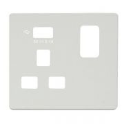Click SCP471UMW Matt White Definity Screwless 1 Gang 13A 1x USB-A Switched UK Socket Cover Plate