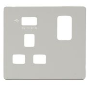 Click SCP471UPW White Definity Screwless 1 Gang 13A 1x USB-A Switched UK Socket Cover Plate