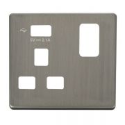 Click SCP471USS Stainless Steel Definity Screwless 1 Gang 13A 1x USB-A Switched UK Socket Cover Plate