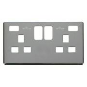 Click SCP480CH Polished Chrome Definity Screwless 2 Gang 13A 2x USB-A Switched UK Socket Cover Plate