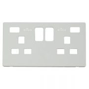 Click SCP480MW Matt White Definity Screwless 2 Gang 13A 2x USB-A Switched UK Socket Cover Plate