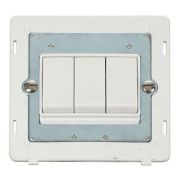 Click SIN013PW White Definity 3 Gang 10AX 2 Way Plate Switch Insert - White Insert