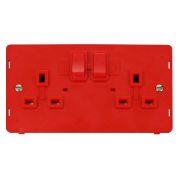 Click SIN036RD Red Definity 2 Gang 13A 2 Pole Switched Socket Insert - Red Insert