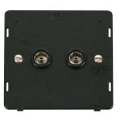 Click SIN066BK Black Definity 2 Gang Non-Isolated Coaxial Outlet Insert - Black Insert