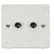 Click SIN066PW White Definity 2 Gang Non-Isolated Coaxial Outlet Insert - White Insert