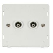Click SIN159PW White Definity 2 Gang Isolated Coaxial Outlet Insert  - White Insert