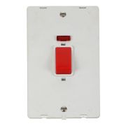 Click SIN203PW White Definity 2 Gang 45A 2 Pole Vertical Neon Plate Switch Insert - White Insert