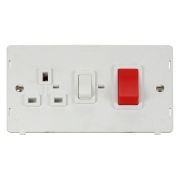 Click SIN204PW White Definity 2 Gang 45A 2 Pole Switch 13A 2 Pole Switched Socket Insert - White Insert