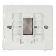 Click SIN411PWBS Brushed Steel Definity Ingot 1 Gang 10AX 2 Way Plate Switch Insert - White Insert