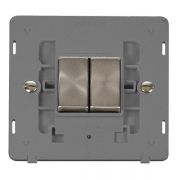 Click SIN412GYBS Brushed Steel Definity Ingot 2 Gang 10AX 2 Way Plate Switch Insert - Grey Insert