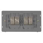Click SIN414GYBS Brushed Steel Definity Ingot 4 Gang 10AX 2 Way Plate Switch Insert - Grey Insert