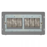 Click SIN416GYBS Brushed Steel Definity Ingot 6 Gang 10AX 2 Way Plate Switch Insert - Grey Insert