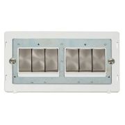 Click SIN416PWBS Brushed Steel Definity Ingot 6 Gang 10AX 2 Way Plate Switch Insert - White Insert