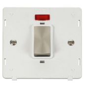 Click SIN501PWBS Brushed Steel Definity Ingot 1 Gang 45A 2 Pole Neon Plate Switch Insert - White Insert