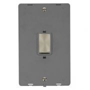 Click SIN502GYBS Brushed Steel Definity Ingot 2 Gang 45A 2 Pole Vertical Plate Switch Insert - Grey Insert
