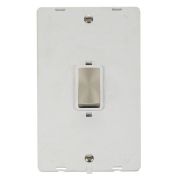 Click SIN502PWBS Brushed Steel Definity Ingot 2 Gang 45A 2 Pole Vertical Plate Switch Insert - White Insert