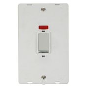 Click SIN503PWCH Polished Chrome Definity Ingot 2 Gang 45A 2 Pole Neon Vertical Plate Switch Insert - White Insert