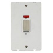 Click SIN503PWSS Stainless Steel Definity Ingot 2 Gang 45A 2 Pole Neon Vertical Plate Switch Insert - White Insert