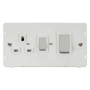 Click SIN504PWCH Polished Chrome Definity Ingot 2 Gang 45A 2 Pole Switch 13A 2 Pole Switched Socket Insert - White Insert