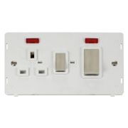 Click SIN505PWSS Stainless Steel Definity Ingot 2 Gang 45A 2 Pole Switch 13A 2 Pole Neon Switched Socket Insert - White Insert