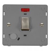 Click SIN523GYBS Brushed Steel Definity Ingot 20A 2 Pole Flex Outlet Neon Plate Switch Insert - Grey Insert