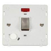 Click SIN523PWBS Brushed Steel Definity Ingot 20A 2 Pole Flex Outlet Neon Plate Switch Insert - White Insert